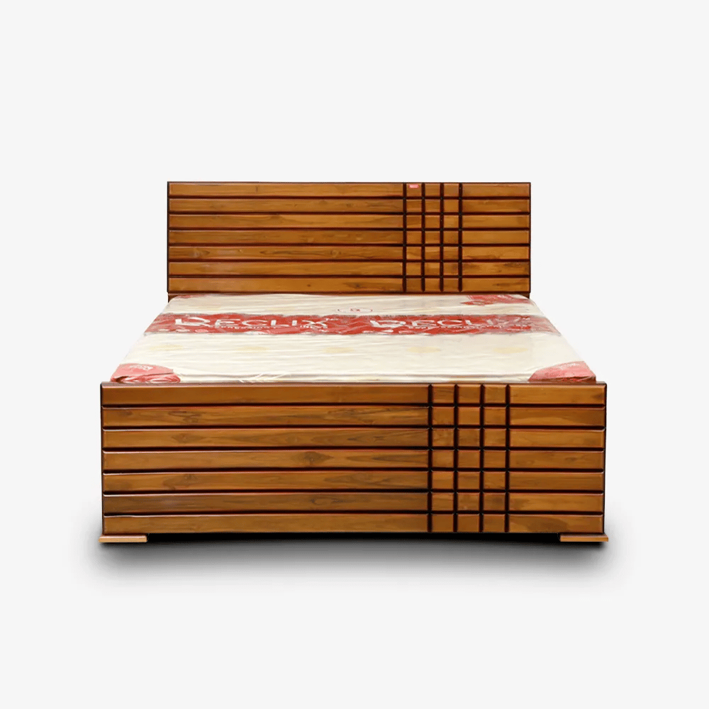 6X6.3 Teak Wood Half Checks Cot - Anu Furniture